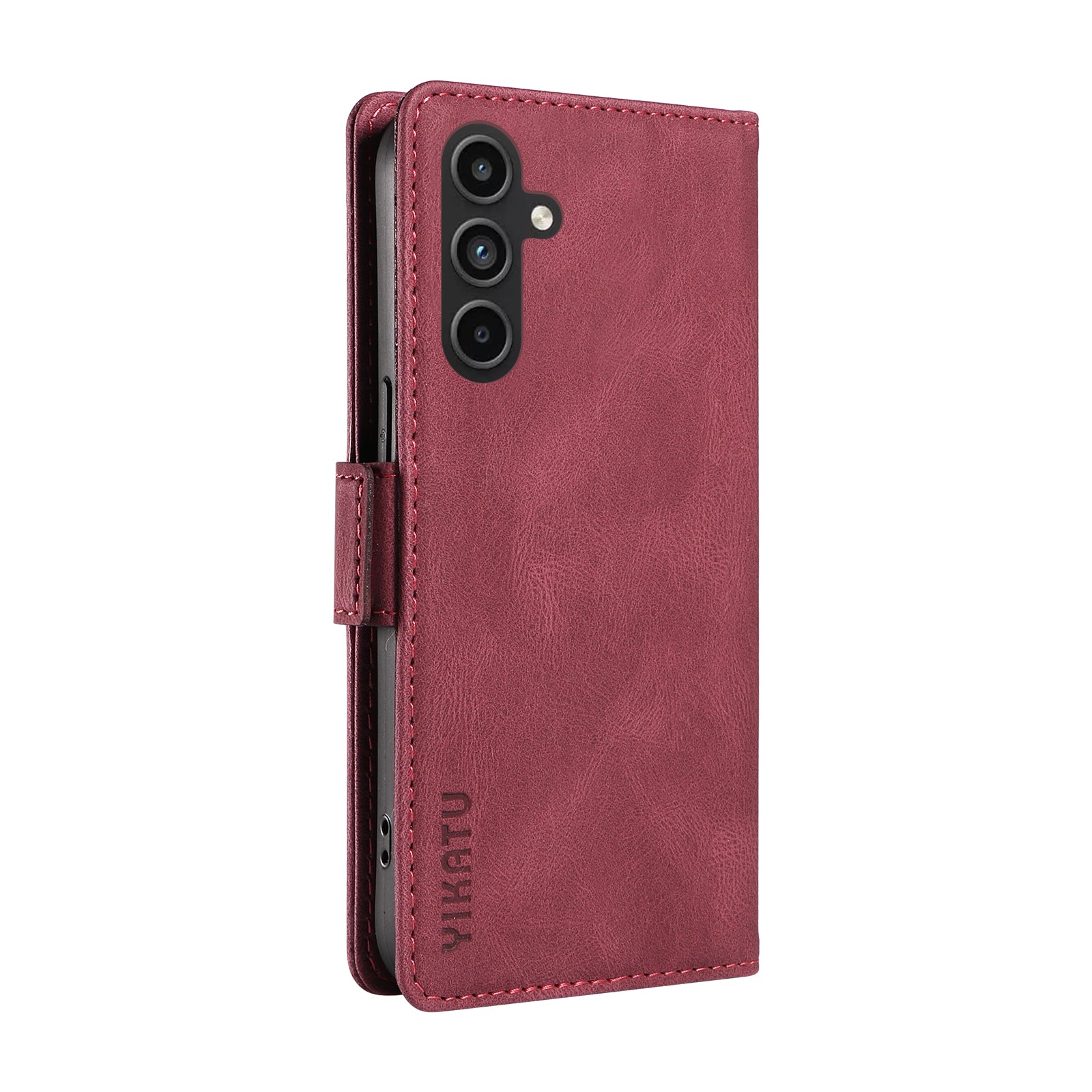 YIKATU YK-005 For Samsung Galaxy A15 4G / 5G Case Skin-Friendly Leather Flip Stand Phone Cover - Wine Red YIKATU YK-005 For Samsung Galaxy A15 4G / 5G Case Skin-Friendly Leather Flip Stand Phone Cover - Wine Red